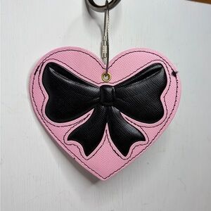 Pink/Black Bow Heart Luggage Tag